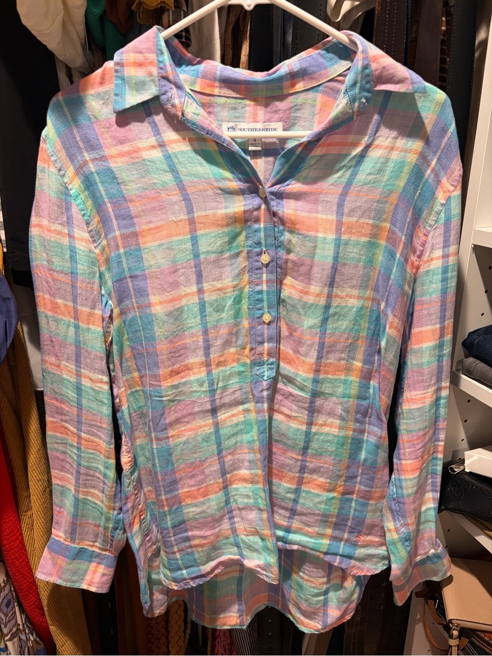 Southern Tide Pastel Plaid Button-Down Shirt